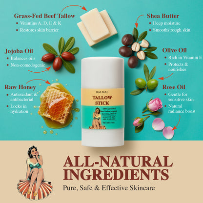 Balmae Tallow Stick - 100% Grass-Fed Beef Tallow Balm with Beeswax & Olive Oil